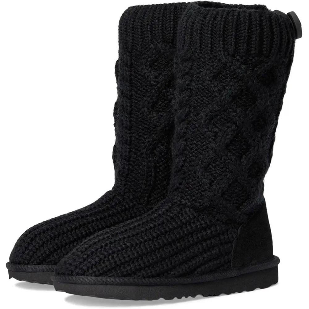 Girls UGG Black Cardi Cable Knit Boots